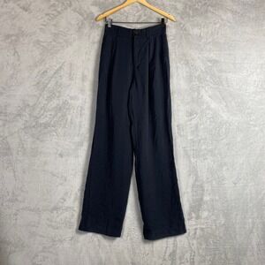 Zara Womens High Waisted Wide Leg Pleated Trousers Navy Blue Size Small 0539